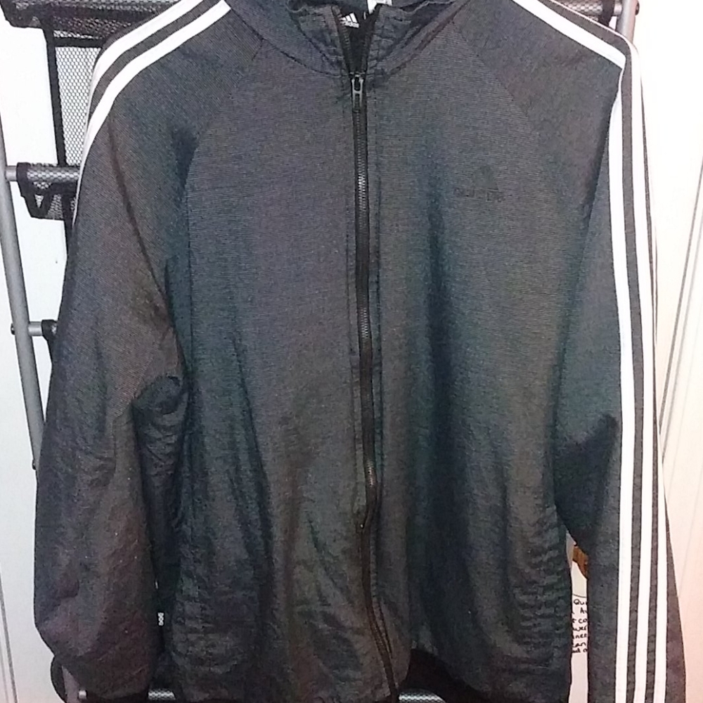 DARK GREY/BLACK ADIDAS LIGHTWIGHT CASUAL JACKET